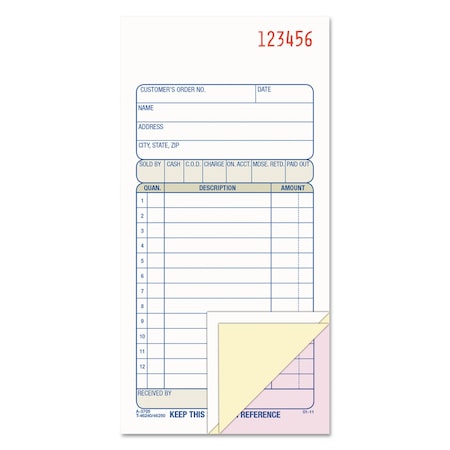 Adams Business Forms Carbonless Sales Order Book, 3Part Carb TC3705